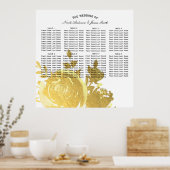 金ゴールドバラフェイクフォイルエレガントフローラ座席 ポスター (キッチン)