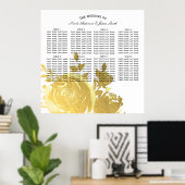 金ゴールドバラフェイクフォイルエレガントフローラ座席 ポスター (ホームオフィス)