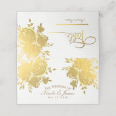 金ゴールドバラフェイクフォイルエレガントフローラ表 プレイスカード (外部開封)