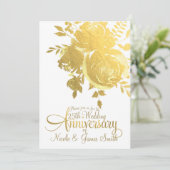 金ゴールドバラフェイクフォイルエレガントフローラ記念日 招待状 (スタンド正面)