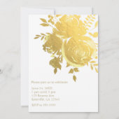 金ゴールドバラフォイルエレガントフローラ誕生日パーティー 招待状 (裏面)