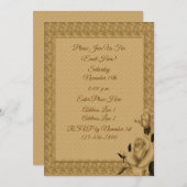 金ゴールドバラフレームフローラデザインパーティー 招待状 (正面/裏面)