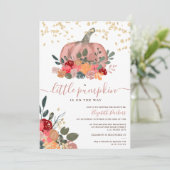 金ゴールドバラフローラカボチャ水カラーベビーシャワー 招待状 (スタンド正面)