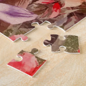 金ゴールドバラフローラ開花ラズベリーピンクウォーター色 ジグソーパズル (側面)