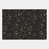 金ゴールドバラブラック紙フラットシートセット3 ラッピングペーパーシート (正面3)