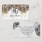 金ゴールドバラマーブルイニシャル 名刺 (正面/裏面)