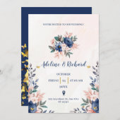 金ゴールドバラモダン結婚式招待状 招待状 (正面/裏面)