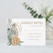 金ゴールドバラモンステラパームトロピカルオ結婚アシス 出欠カード (スタンド正面)