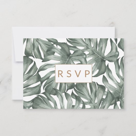 金ゴールドバラモンステラパームトロピカルオ結婚アシス 出欠カード (裏面)