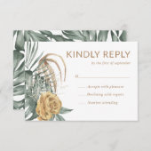 金ゴールドバラモンステラパームトロピカルオ結婚アシス 出欠カード (正面/裏面)