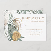 金ゴールドバラモンステラパームトロピカルオ結婚アシス 出欠カード (正面/裏面)