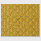 金ゴールドバララッピング紙ロマンチックバラ紙 ラッピングペーパー (フラット)