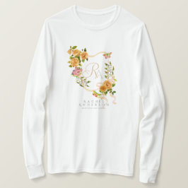 金ゴールドバラリボンシックモノグラムホワイト Tシャツ