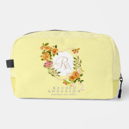 金ゴールドバラリボンモノグラムクリームプリントカットソーバッグ ドップキット