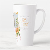 金ゴールドバラリボンモノグラム結婚写真 カフェラテマグ (右)