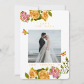 金ゴールドバラリボンモノグラム結婚写真 セーブザデート (正面)