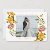 金ゴールドバラリボンモノグラム結婚写真 セーブザデート (正面)