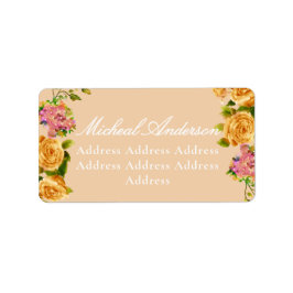 金ゴールドバラリボンモノグラム結婚式招待状 ラベル