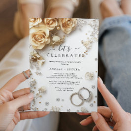 金ゴールドバラリング婚約パーティ 招待状