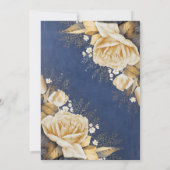 金ゴールドバラヴィンテージネイビー結婚フローラ 招待状 (裏面)