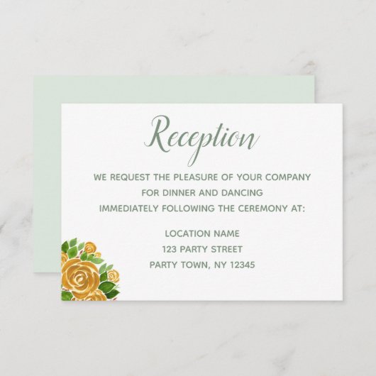 金ゴールドバラ披露宴カード 招待状 (正面/裏面)