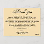 金ゴールドバラ結婚のディナーメニューありがとう ポストカード (裏面)