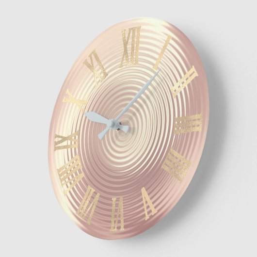 金ゴールドバラ金ゴールドシルクピンクピーチガラスローマンヌマーズ ラージ壁時計 (傾斜)