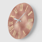 金ゴールドバラ金ゴールド銅ピーチガラスローマンヌマーズ ラージ壁時計 (傾斜)