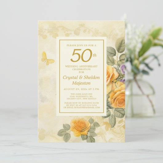 金ゴールドバラ50結婚周年記念 招待状 (スタンド正面)