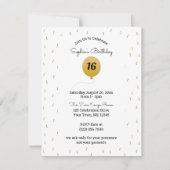 金ゴールドバルーンと紙吹雪任意の数値誕生日 招待状 (正面)