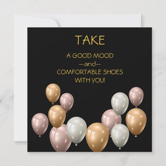 金ゴールドバルーンエレガント誕生日 招待状 (裏面)