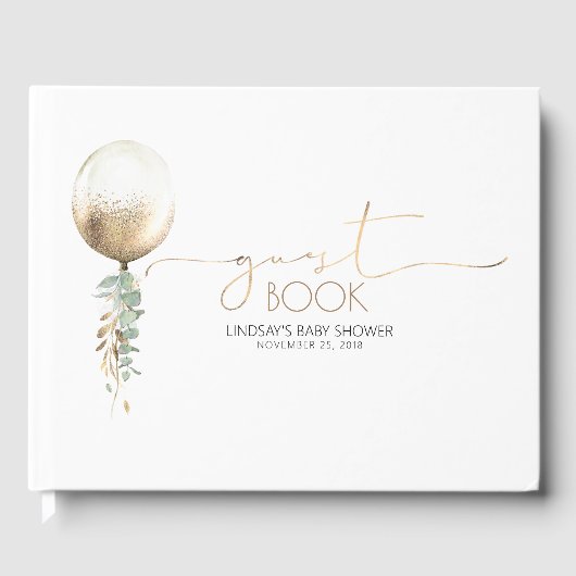 金ゴールドバルーンガーランド赤ちゃんシャワー ゲストブック (正面)