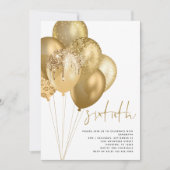 金ゴールドバルーングリッター60th誕生日パーティー 招待状 (正面)