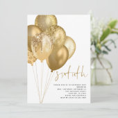 金ゴールドバルーングリッター60th誕生日パーティー 招待状 (スタンド正面)