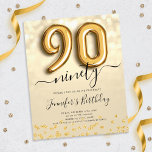 金ゴールドバルーングリッター90thバースデーパーティー招待状 チラシ<br><div class="desc">90thエレガント誕生日パーティー金ゴールドバルーングリッター招待テンプレート。素晴らし誕生日男性へパーティーと女性。</div>