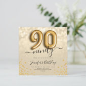 金ゴールドバルーングリッター90thバースデーパーティー招待状 招待状 (スタンド正面)