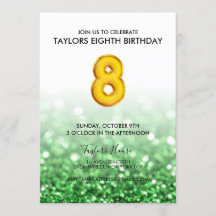 金ゴールドバルーングリーングリッター8thバースデーパーティー