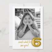 金ゴールドバルーンシックス誕生日フォト招待状 招待状 (裏面)