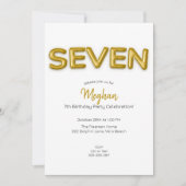 金ゴールドバルーンセブン誕生日フォト招待状 招待状 (正面)