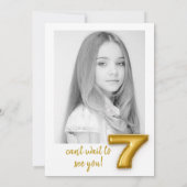 金ゴールドバルーンセブン誕生日フォト招待状 招待状 (裏面)