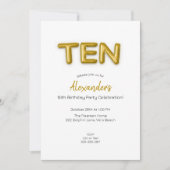 金ゴールドバルーンティッド誕生日フォト招待状 招待状 (正面)