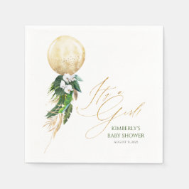 金ゴールドバルーントロピカルグリーンリーガーランドベビーシャワー スタンダードカクテルナプキン