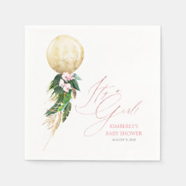 金ゴールドバルーントロピカルグリーンリーガーランドベビーシャワー スタンダードカクテルナプキン