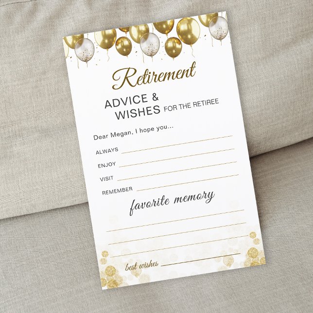 金ゴールドバルーンハッピーリタイアお気に入りのメントカード (Gold Balloon Happy Retirement Favorite Memory Card)