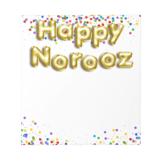 金ゴールドバルーンハッピーNoroozペルシャ新年 ノートパッド (正面)