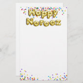 金ゴールドバルーンハッピーNoroozペルシャ新年 便箋 (正面/裏面)