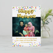 金ゴールドバルーンハッピーNoroozペルシャ新年 箔シーズンカード (立ち正面)