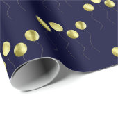 金ゴールドバルーンパターンのミニマル誕生日スタイリッシュ ラッピングペーパー (ロールコーナー)