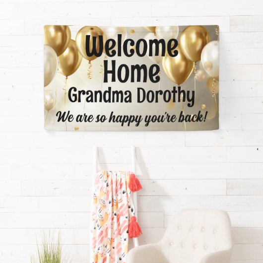 金ゴールドバルーンパーソナライズされたウェルカムホーム標識 横断幕 (インサイチュ)