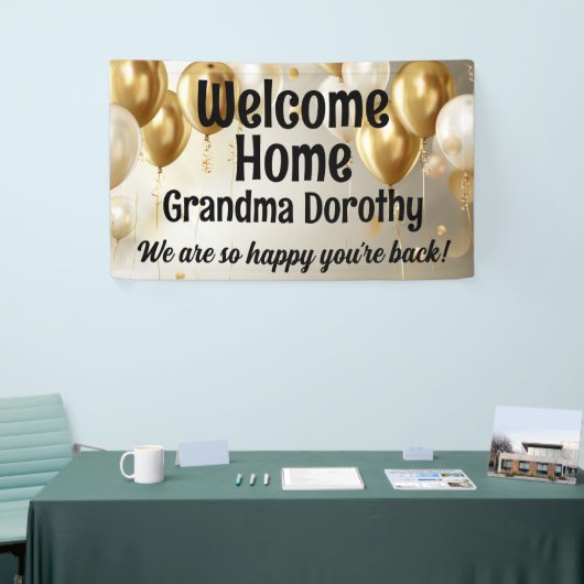 金ゴールドバルーンパーソナライズされたウェルカムホーム標識 横断幕 (トレードショー)